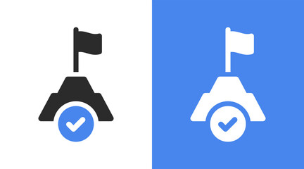 Mountain peak with flag icon symbol, Business concept, Goal achievement successful concept.