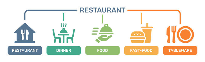 Restaurant icon set. Vector illustrations.