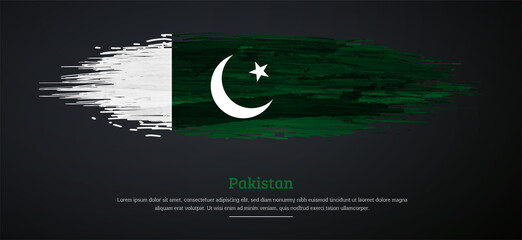 Happy independence day of Pakistan with watercolor grunge brush flag background