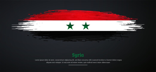 Happy independence day of Syria with watercolor grunge brush flag background