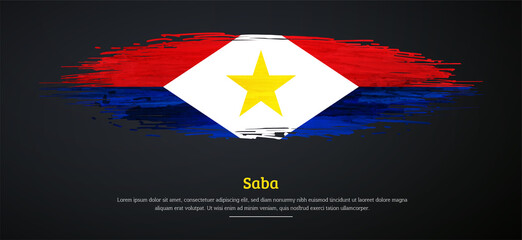 Happy national day of Saba with watercolor grunge brush flag background