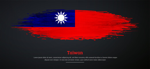 Happy national day of Taiwan with watercolor grunge brush flag background