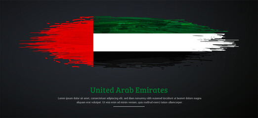 Happy independence day of United Arab Emirates with watercolor grunge brush flag background