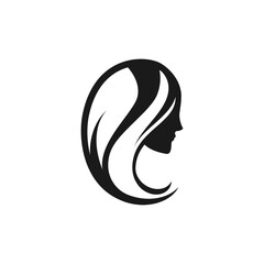 Black woman silhouette logotype. Female face in profile. Vector logo isolated on white.