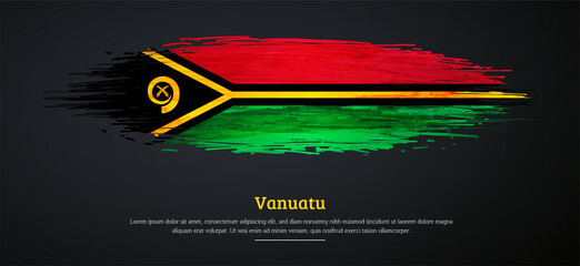 Happy independence day of Vanuatu with watercolor grunge brush flag background