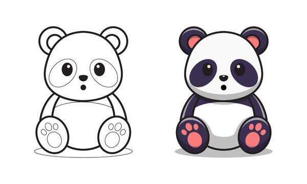 Cute panda cartoon coloring pages for kids
