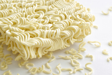 Instant noodles on white background. 
