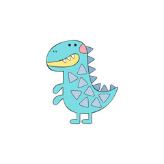 Dinosaur. Tyrannosaurus rex. Cartoon character. Isolated vector object on white background. 