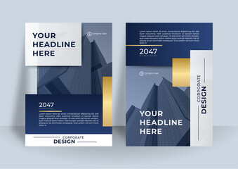 Modern dark blue and gold abstract business cover background. Collection of vector abstract gradient contemporary templates, posters, placards, brochures, banners, flyers, backgrounds and etc.