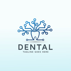 Technology dental tree vector logo design.