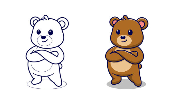 Cute bear cartoon coloring pages for kids