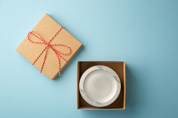 Engine piston inside gift box, gift concept. 