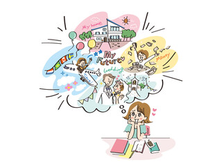 明るい未来を想像する女性