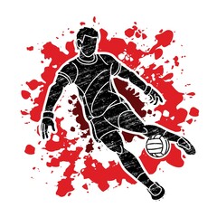 Gaelic Football Sport Male Player Action Cartoon Graphic Vector - obrazy, fototapety, plakaty