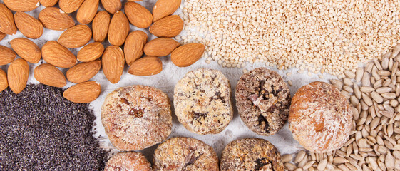 Products and ingredients containing calcium and dietary fiber, healthy nutrition