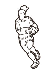 Gaelic Football Sport Female Player Action Cartoon Graphic Vector