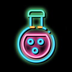 Flask With Chemical Liquid neon light sign vector. Glowing bright icon transparent symbol illustration