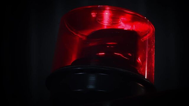 Flashing Red Lights of a Fire Engine or Fire Truck. Close Up. 4K Resolution.