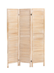 Wooden folding screen on white background