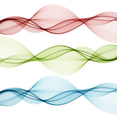 Set of colored waves. Abstract horizontal beautiful vector waves on white background, design element