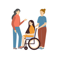 Eldery person support, help and care for seniors. Concept vector illustration
