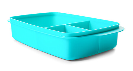 Empty school lunchbox on white background