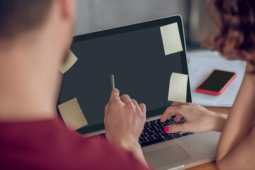 Team members working on a project together