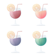Cocktail set. Colored vector flat illustration. Isolated on white background.