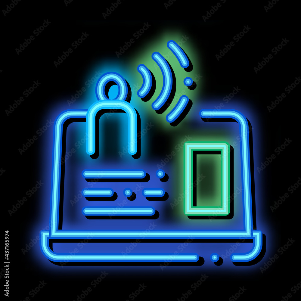 Wall mural Artificial Personal Assistant neon light sign vector. Glowing bright icon transparent symbol illustration