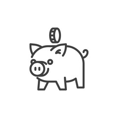 Piggy bank and coin line icon
