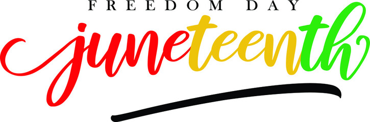Fototapeta premium juneteenth handwritten calligraphic lettering over white background - freedom day lettering
