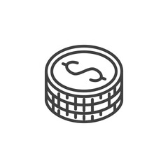 Stack of dollar coins line icon