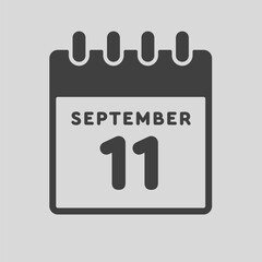 Icon day date 11 September, template calendar page