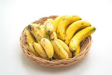 fresh yellow bananas in basket