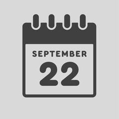 Icon day date 22 September, template calendar page