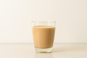 coffee latte glass with ready to drink coffee bottles