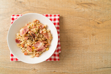 fried rice with bacon ham and black peppers