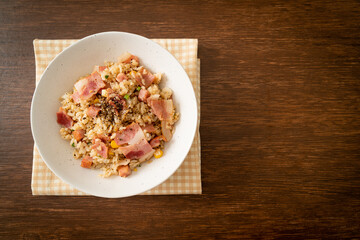 fried rice with bacon ham and black peppers