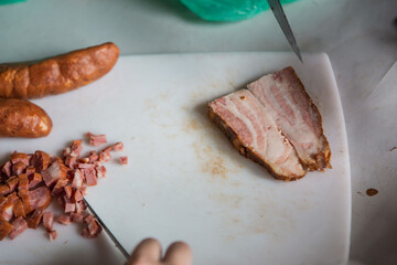cutting meat