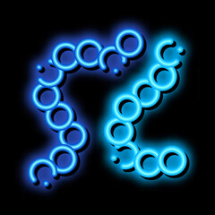 Fototapeta premium Biology Element Bacteria neon light sign vector. Glowing bright icon transparent symbol illustration
