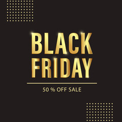 Black Friday Sale. Text made from gold glittering letters. Memphis style elements. Vector illustration.