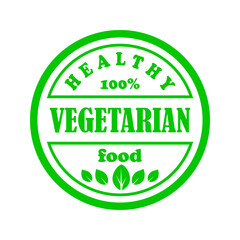 round green stamp sticker healthy vegetarian food isolated on white background