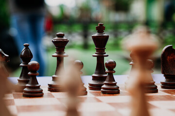 chess on a chessboard in one of the parks