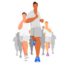 runners. vector illustration of running sports competitions. a group of athletic people in sports uniforms