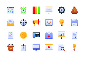 Business Office Gradient Icon Set