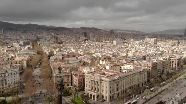 A pan right In the beautiful and ancient Barcelona city