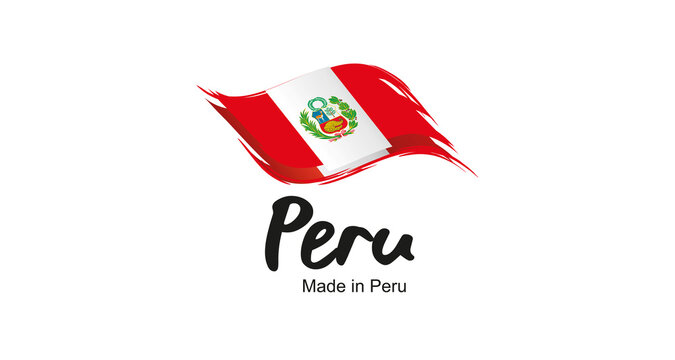 Made in Peru handwritten flag ribbon typography lettering logo label banner