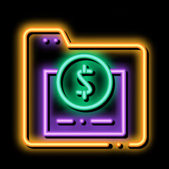 Financial Electronic Computer Folder neon light sign vector. Glowing bright icon transparent symbol illustration