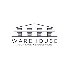 warehouse minimalist line art outline logo vector icon illustration