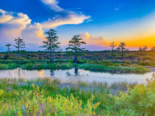 wild river sunset sky in nature